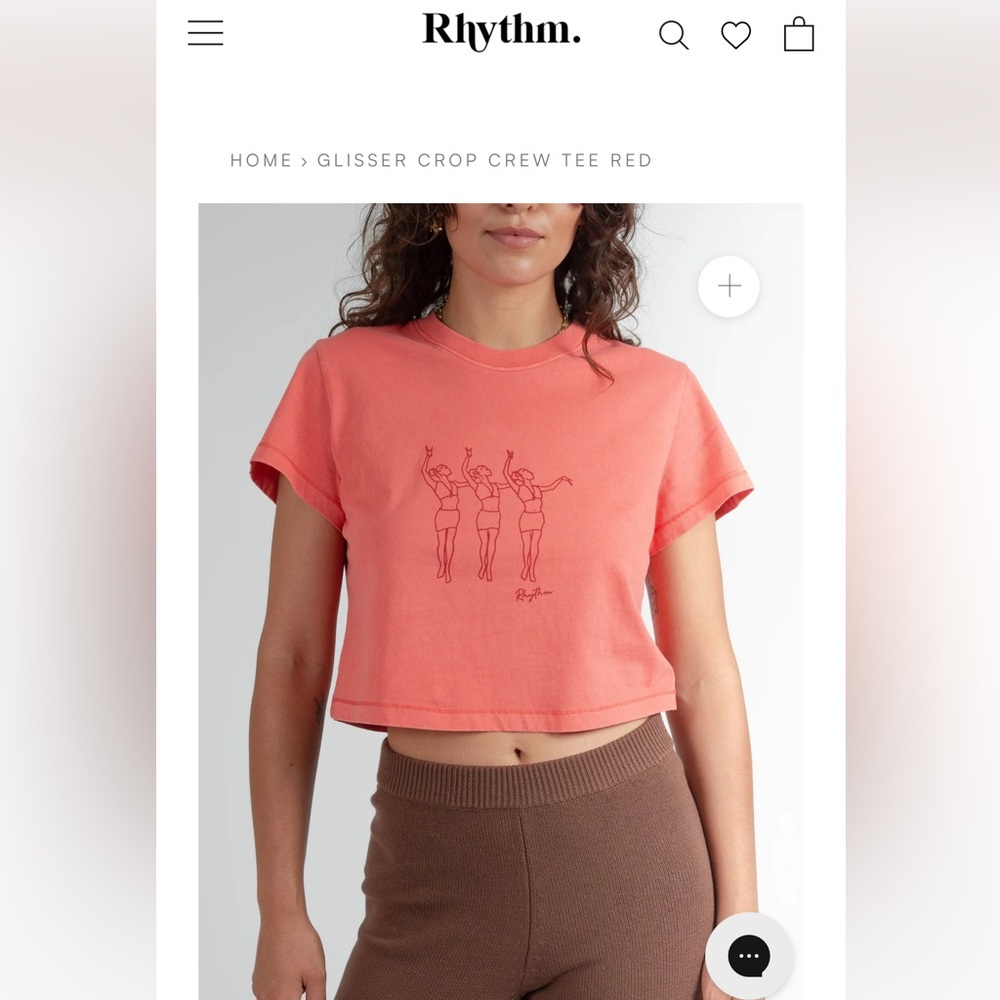 Rhythm - Glisser Crop Crew Tee - Size Small - Red